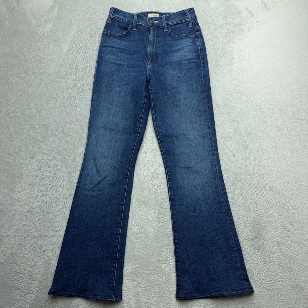 Mother The Hustler Ankle Jeans Womens 24 High Rise Flare Blue Heirloom Wash